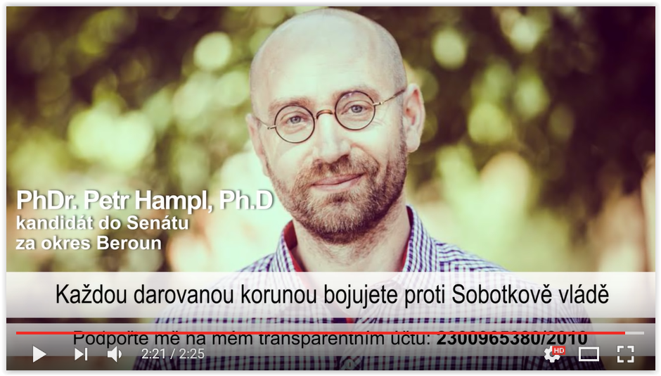Petr Hampl má transparentní účet, kam mu můžete posílat peníze!