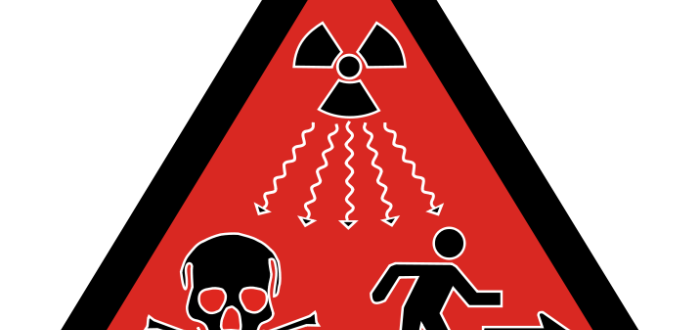 Doplňkový výstražný symbol ionizujícího záření schválený dne 15. února 2007 Mezinárodní agenturou pro atomovou energii (IAEA) a Mezinárodní organizací pro normalizaci (ISO)