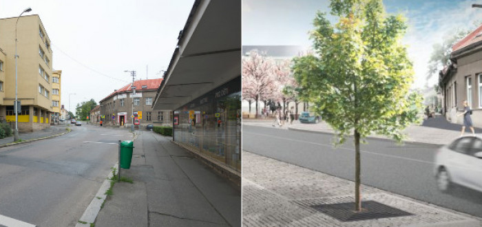 Současný vzhled a následně budoucí vzhled Pražské ulice
