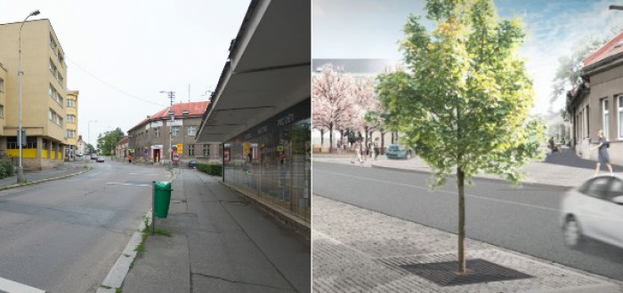 Současný vzhled a následně budoucí vzhled Pražské ulice