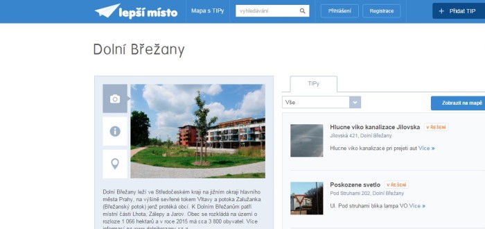 Aplikace umožňuje občanům dávat zástupcům obce k vyřízení náměty pro veřejná prostranství