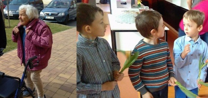 Paní Marii přišly přát děti ze školky, které má moc ráda.