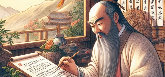Konfucius sestavuje Knihu písní