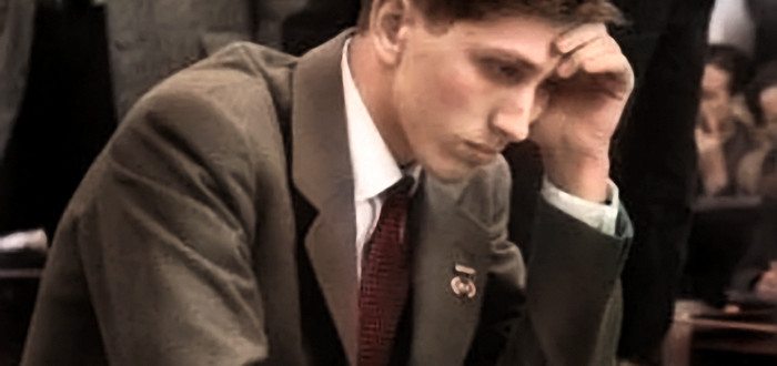 Bobby Fischer v roce 1960 v Lipsku (kolorováno)