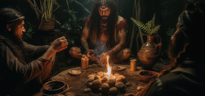 Pití ayahuascy probíhá v domorodých kulturách v rámci tradičního šamanského obřadu