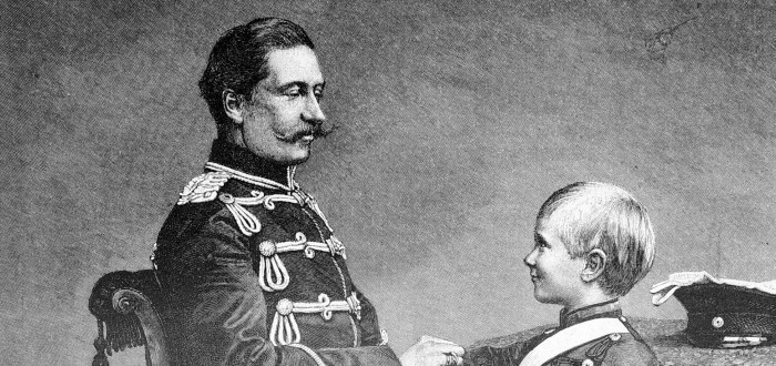 Vilém II. se svým prvorozeným synem. Sám si ale v dětství prožl hodně problémů