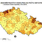 Podíl nezaměstnaných osob na počet obyvatel v ČR k 30. 4. 2016